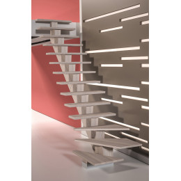 Escalier moderne KALEA avec quart tournant gauche finition apache grey