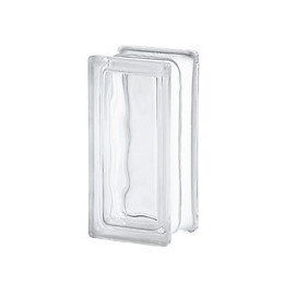 Demie brique de verre incolore nuagée