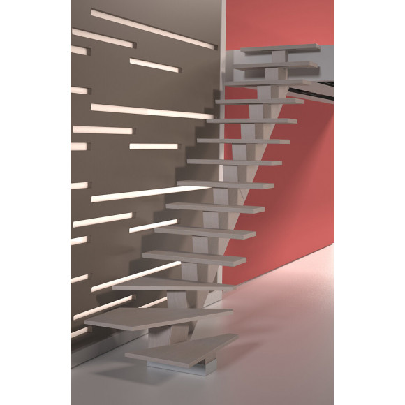 Escalier moderne KALEA avec quart tournant droit finition sioux white