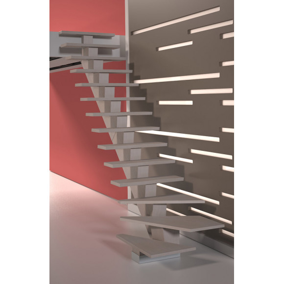 Escalier moderne KALEA avec quart tournant gauche finition sioux white