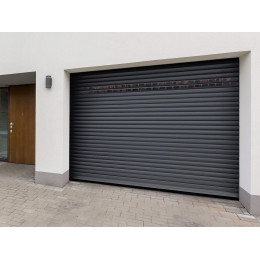 Porte de garage enroulable + hublot 2x2.40m alu Gris
