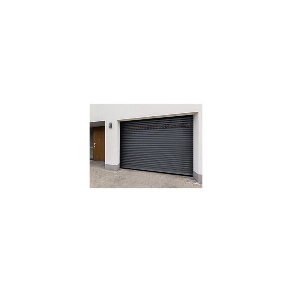 Porte de garage enroulable + hublot 2x2.40m alu Gris