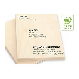 Panneau contreplaqué Peuplier intérieur 2500x1220x18mm