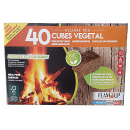 ALLUME FEU FLAM'UP 40 CUBES EN BOIS COMPRESSE FSC  100% VEGETAL