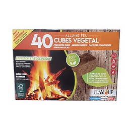 ALLUME FEU FLAM'UP 40 CUBES EN BOIS COMPRESSE FSC  100% VEGETAL