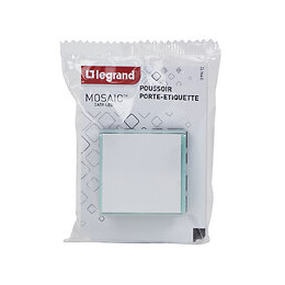 Poussoir avec porte-Ã©tiquette Mosaic Easy-Led 6A 2 modules - blanc