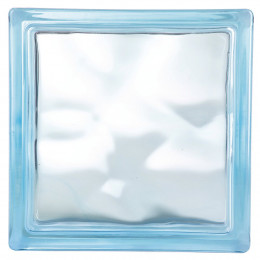 Brique de verre ondulée bleu