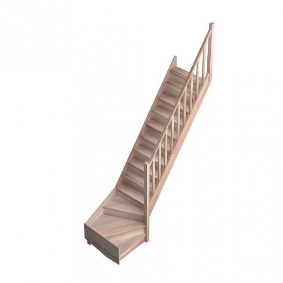 Escalier TRADI ECO avec 1/4T droit en hêtre