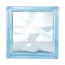 Brique de verre ondulée bleu