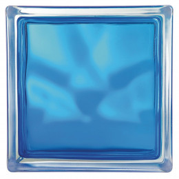Brique de verre nuagée bleu