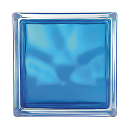 Brique de verre nuagée bleu