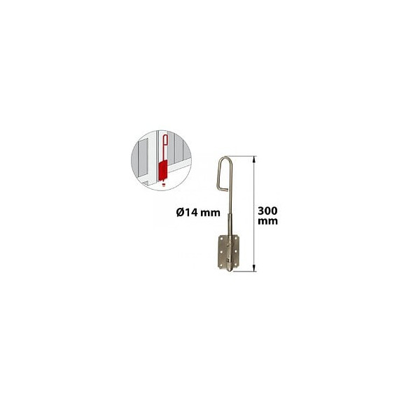 Verrou À Baïonnette L. 300 X Dia. 14 Mm Afbat, Acier Inox Brossé