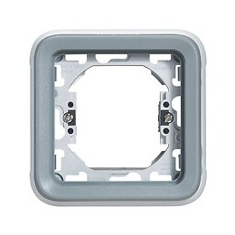 Plaque étanche support Plexo 1 poste pour montage en encastré - gris