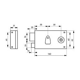 Serrure En Applique Thirard, Axe 58 Mm, À Poignée, Ouverture À Gauche
