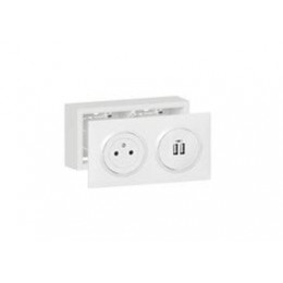 Kit prise Surface+chargeur 2 USB TypeA dooxie 2.4A avec cadre saillie