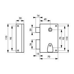 Serrure En Applique Thirard, Axe 40 Mm, À Poignée, Ouverture À Gauche
