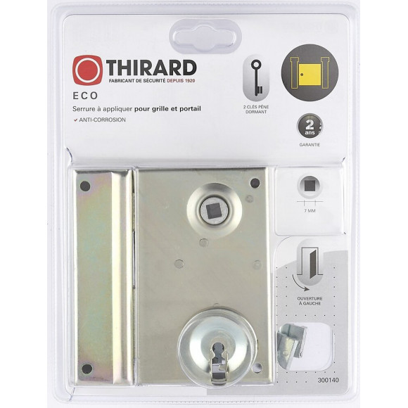 Serrure En Applique Thirard, Axe 45 Mm, À Poignée, Ouverture À Gauche