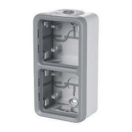 Boîtier Plexo 2 postes vertical - pour montage en saillie - gris