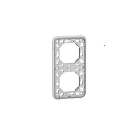 Plaque support Plexo encastré - 2 postes vertical - Gris