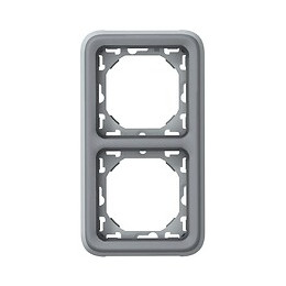 Plaque support Plexo encastré - 2 postes vertical - Gris