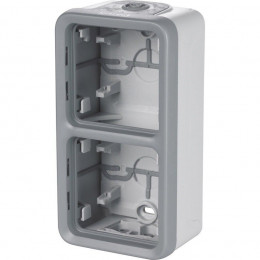 Boîtier Plexo 2 postes vertical - pour montage en saillie - gris