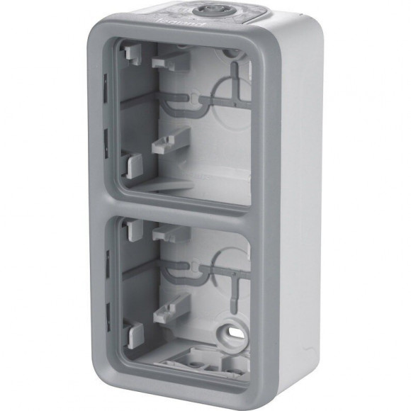 Boîtier Plexo 2 postes vertical - pour montage en saillie - gris