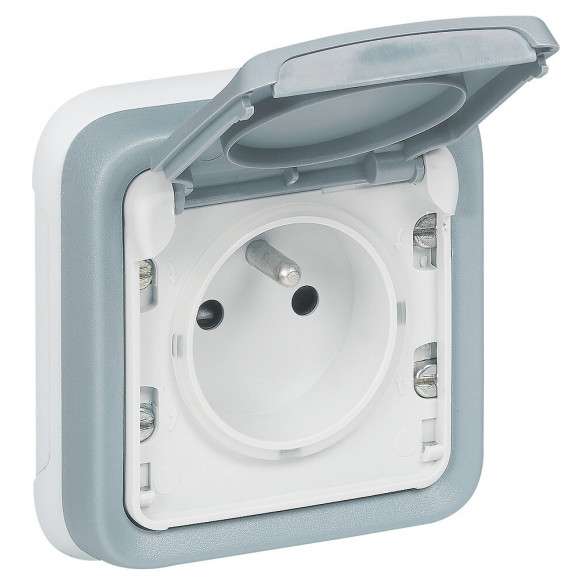 Prise de courant étanche volet protection IP55 Plexo complet encastré
