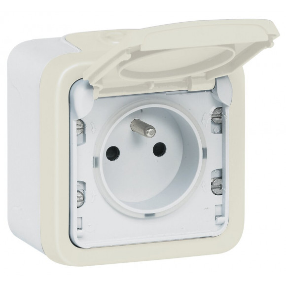 Prise de courant étanche volet protection IP55 Plexo complet saillie