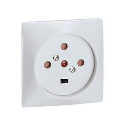 Socle 3P+N+T à vis avec éclips 80x80mm - étiquette avec Gencod