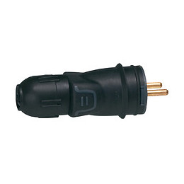 Fiche mâle caoutchouc 2P+T 16A IK08 connexion auto IP44