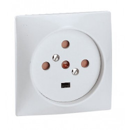 Socle 3P+N+T à vis avec éclips 80x80mm - étiquette avec Gencod