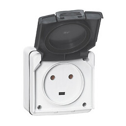 Prise de courant de puissance saillie étanche - 20A - 2 alvéoles-Gris