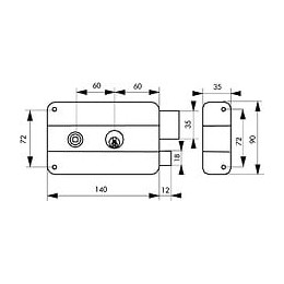 Serrure En Applique Thirard, Axe 60 Mm, À Poignée, Ouverture À Droite