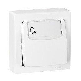 Poussoir avec porte-étiquette Appareillage Saillie - Blanc