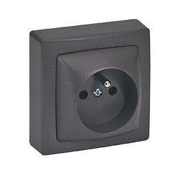 Prise de courant avec terre Appareillage Saillie bornes auto - Marron