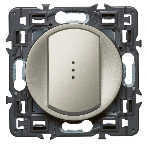 Poussoir lumineux -voyant fourni- Céliane Soft - 6A - Titane