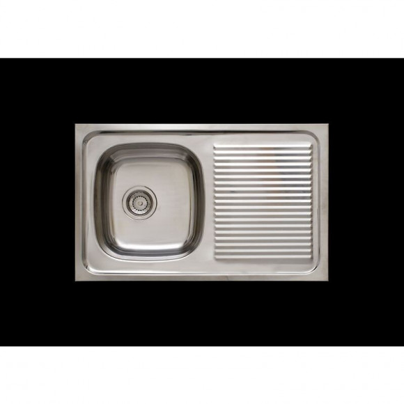 Evier en inox à encastrer. 1bac + 1 égouttoir.