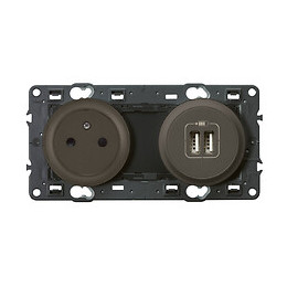 Prise de courant avec terre Céliane Surface et double chargeur USB