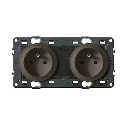 Double prise de courant avec terre précâblée Céliane Surface-Graphite