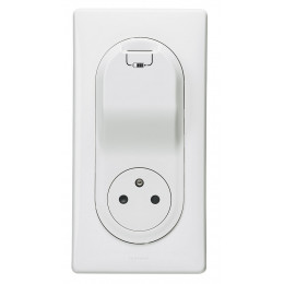 Prise Céliane Surface + chargeur USB avec plaque + boîte 1 poste-blanc