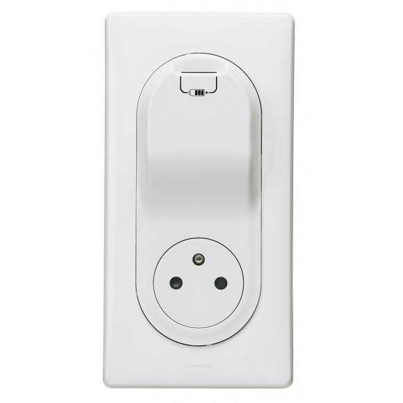 Prise Céliane Surface + chargeur USB avec plaque + boîte 1 poste-blanc