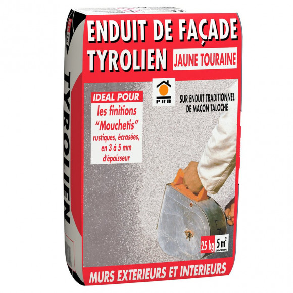 Enduit de façade tyrolien jaune tourraine 25kg