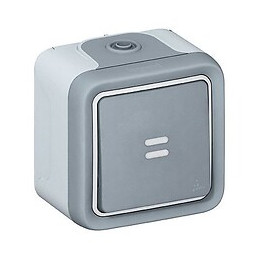 Poussoir lumineux -voyant fourni- Plexo complet apparent - Gris