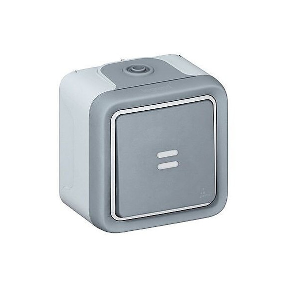 Poussoir lumineux -voyant fourni- Plexo complet apparent - Gris