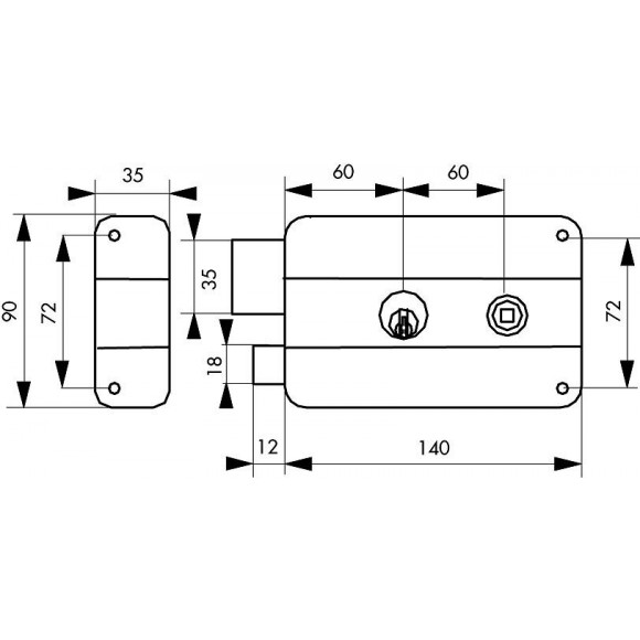 Serrure En Applique Thirard, Axe 60 Mm, À Poignée, Ouverture À Gauche