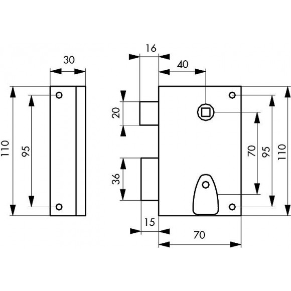 Serrure En Applique Thirard, Axe 40 Mm, À Poignée, Ouverture À Gauche