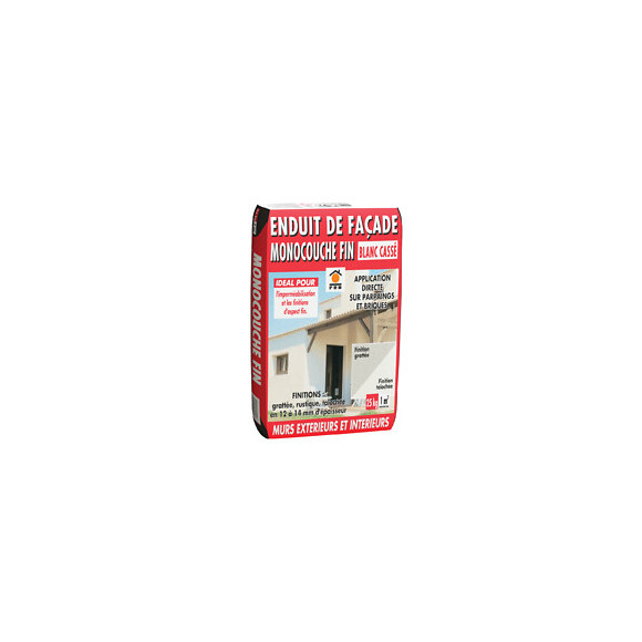 Enduit de façade monocouche fin blanc cassé 25kg