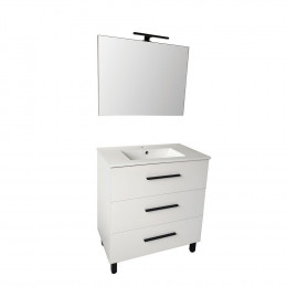 Meuble Nama pour plan vasque blanc avec miroir