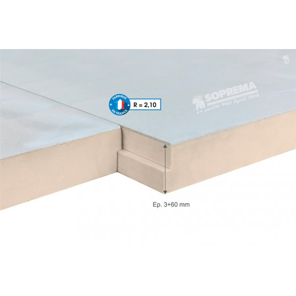 Panneau polystyrène extrudé + béton 120x59x6.3cm R 2,10