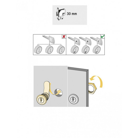 Serrure De Meuble Acier À Encastrer Hettich De 10 À 30 Mm Réversible